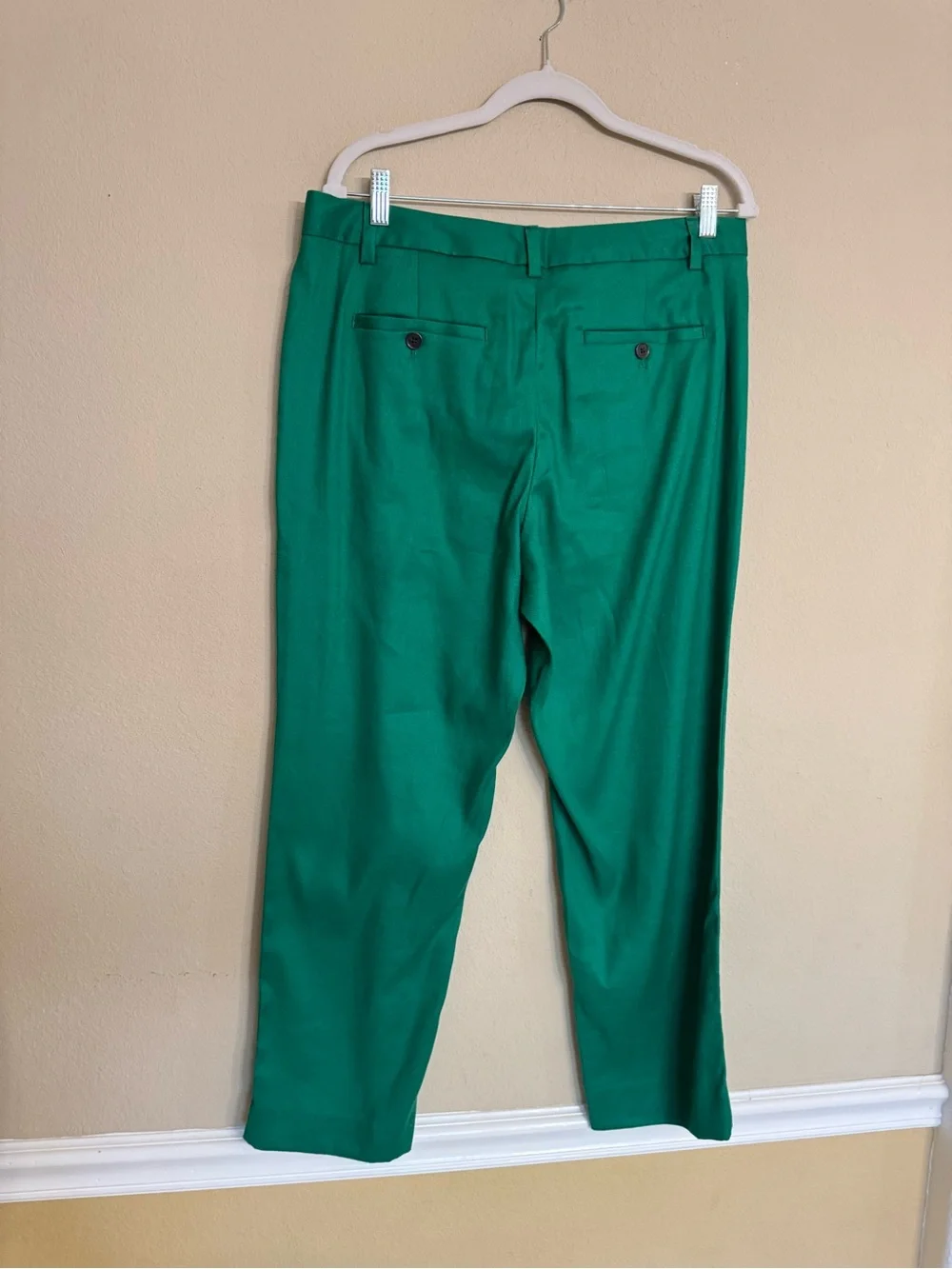 Banana Republic Avery Ankle Linen Blend Pants Women's 12 Forest Green NWT $98